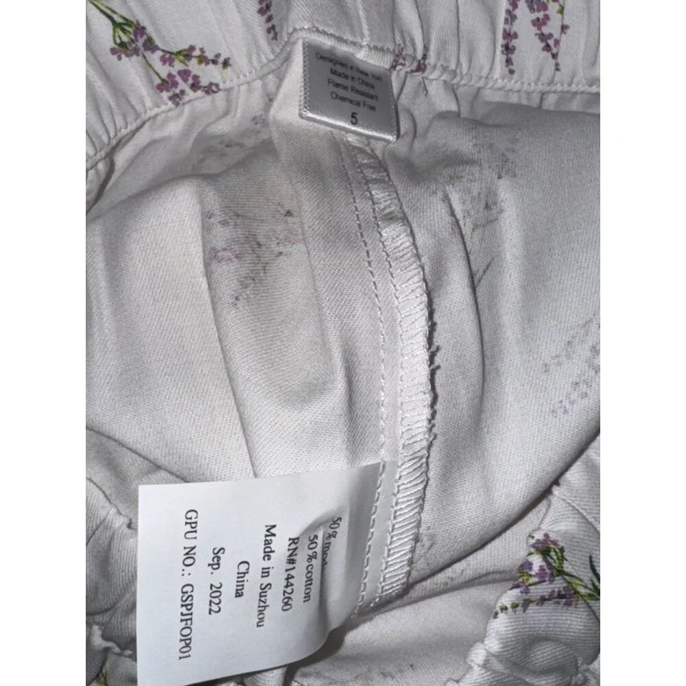 Petite Plume Girls Lavender Floral Pajama Set Cotton Long Sleeve Button-Down Top - Picture 10 of 14